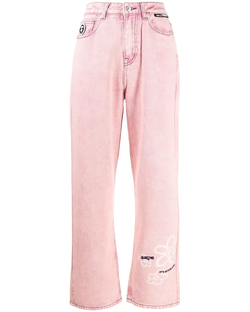 BAPE Gerade Jeans mit Blumen-Print - Rosa Rosa