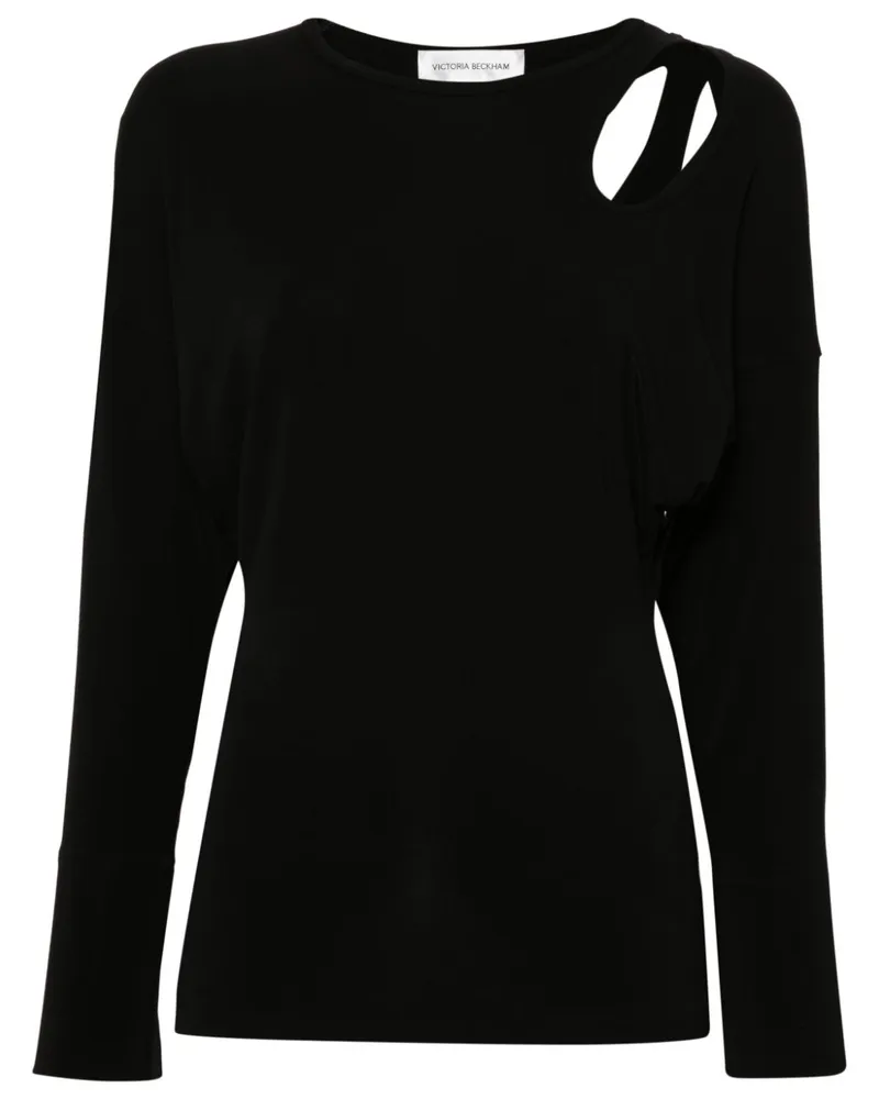 Victoria Beckham Jersey-T-Shirt mit Twist-Detail - Schwarz Schwarz