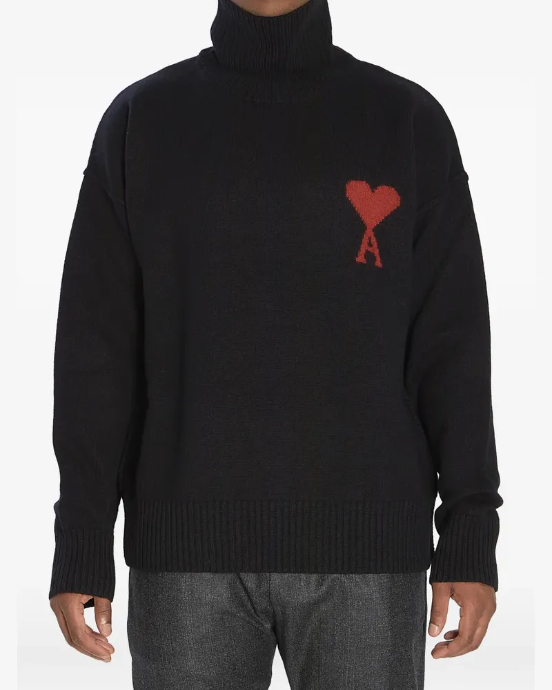 AMI Paris logo turtle-neck sweater - Schwarz Schwarz