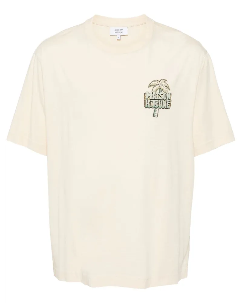 Kitsuné T-Shirt mit grafischem Print - Nude Nude