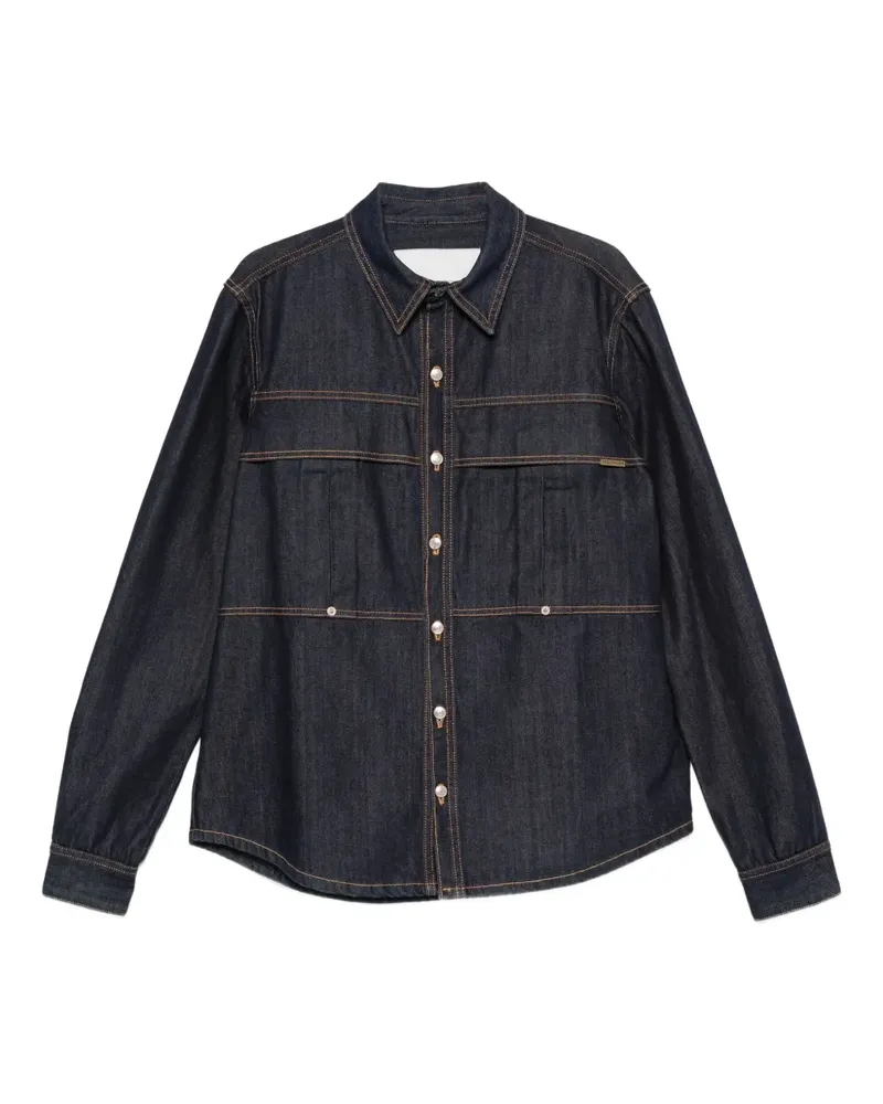 Yes London Jeanshemd mit Kontrastnähten - Blau Blau