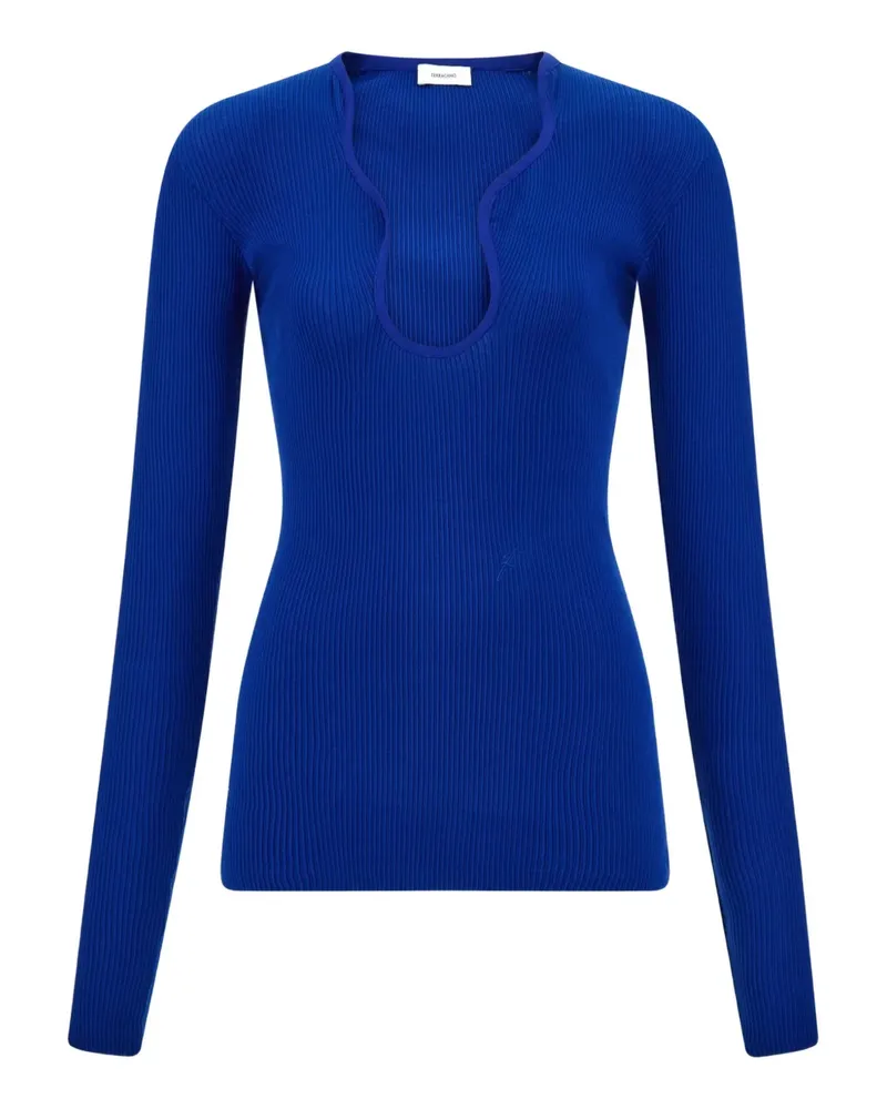 Ferragamo Geripptes Langarmshirt - Blau Blau