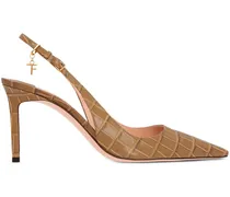 Angelina Slingback-Pumps mit Kroko-Effekt - Braun