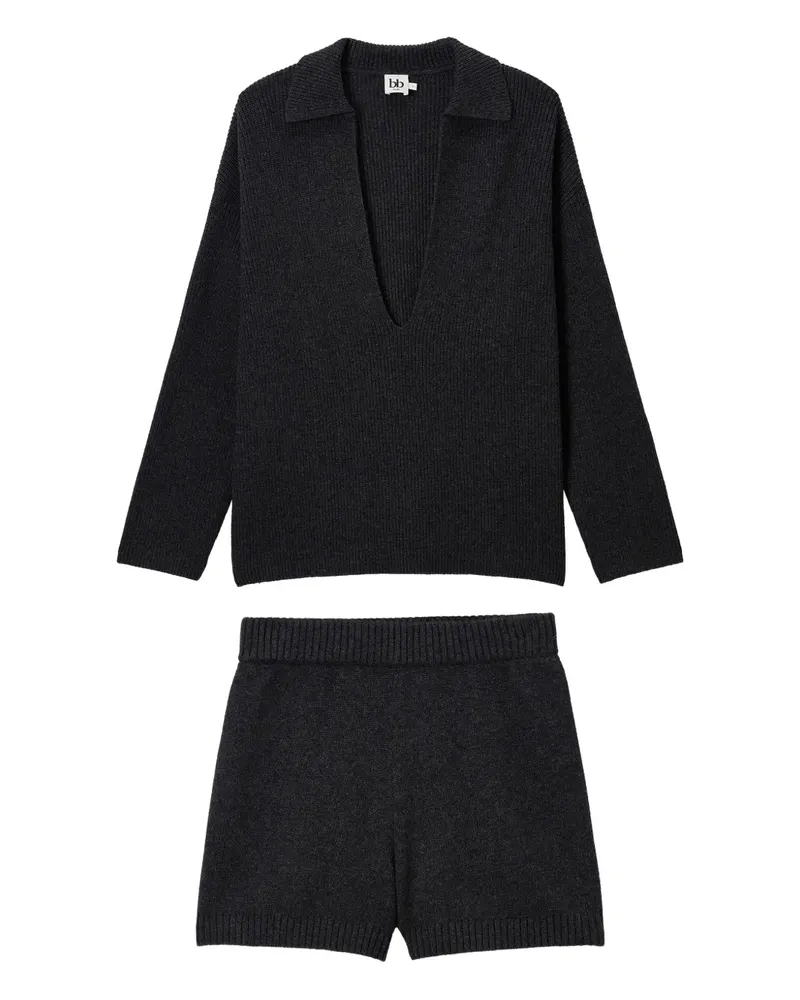 b+ab Set aus geripptem Strick - Schwarz Schwarz