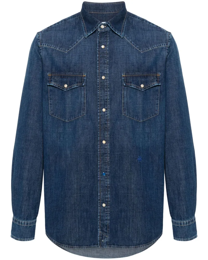 Jacob Cohën Jeanshemd mit Logo-Stickerei - Blau Blau