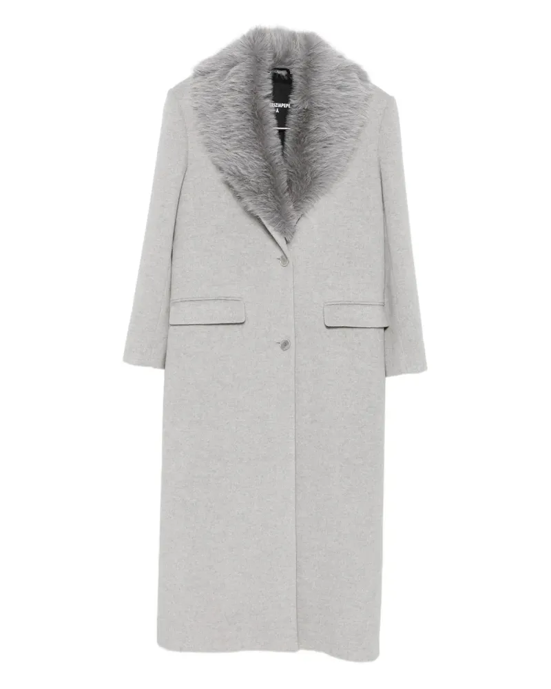 Patrizia Pepe Einreihiger Shearling-Mantel - Grau Grau