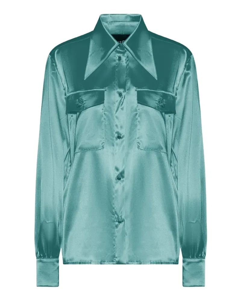 John Richmond satin-finish button-up shirt - Blau Blau