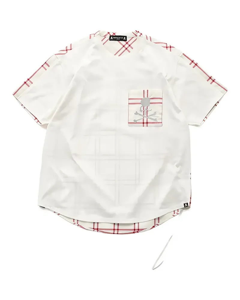 Mastermind Japan Kariertes T-Shirt mit Brusttasche - Weiß Weiß