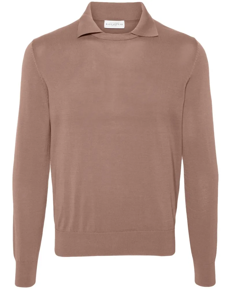 Ballantyne Pullover mit Poloshirtkragen Braun