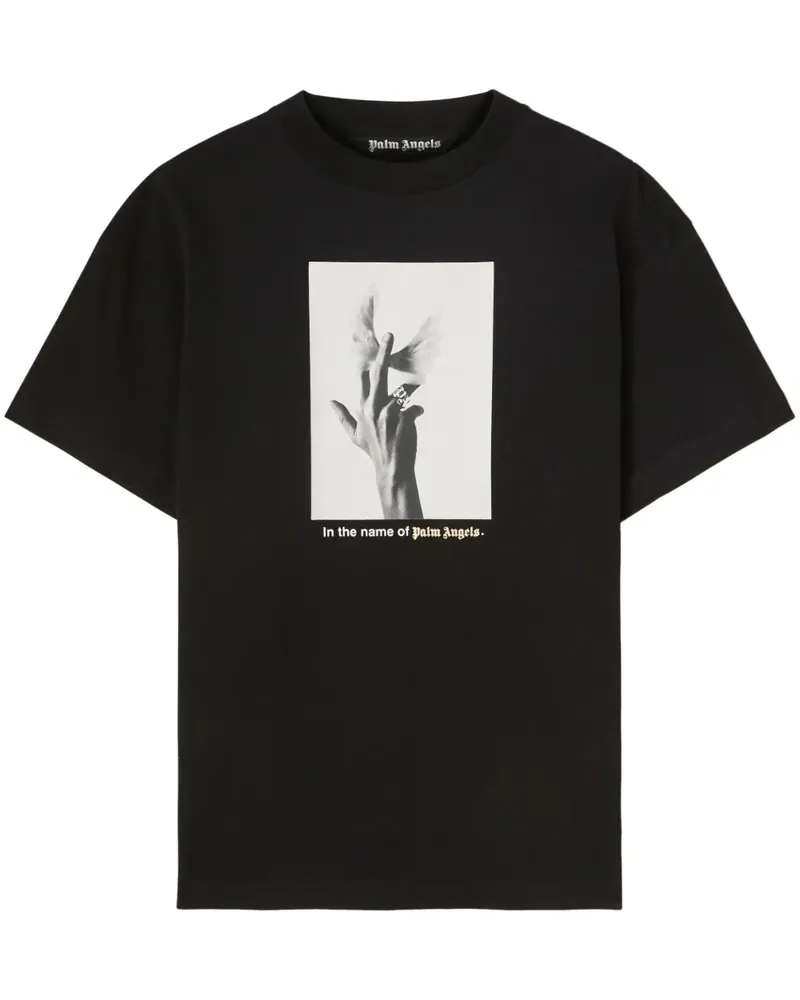 Palm Angels T-Shirt mit Flügel-Print - Schwarz Schwarz