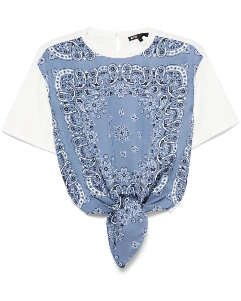 Maje T-Shirt mit Kontrasteinsätzen - Blau Blau