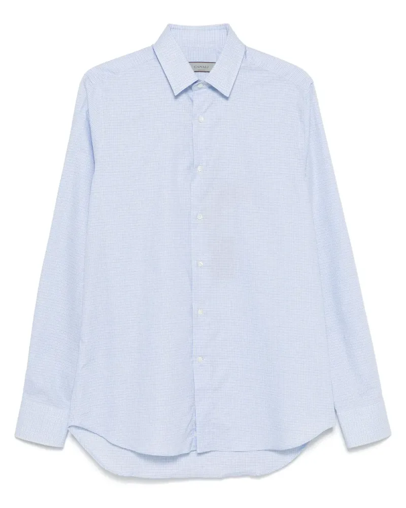 Canali Hemd mit Gittermuster - Blau Blau