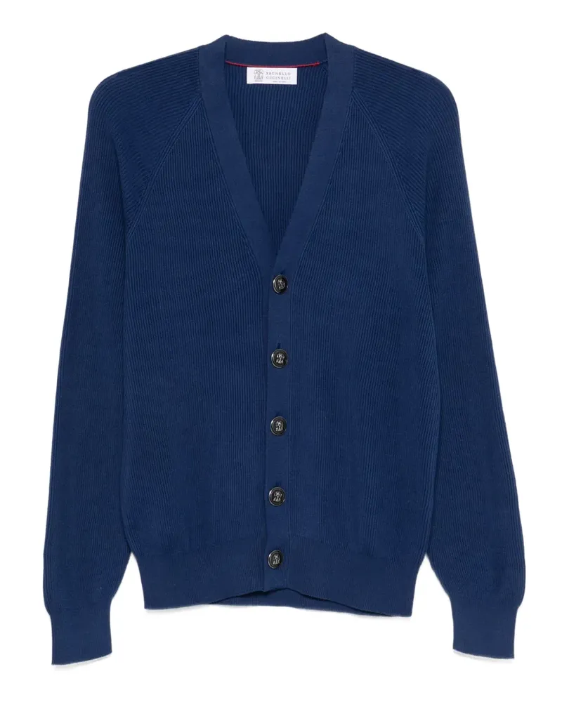 Brunello Cucinelli buttoned V-neck sweater - Blau Blau