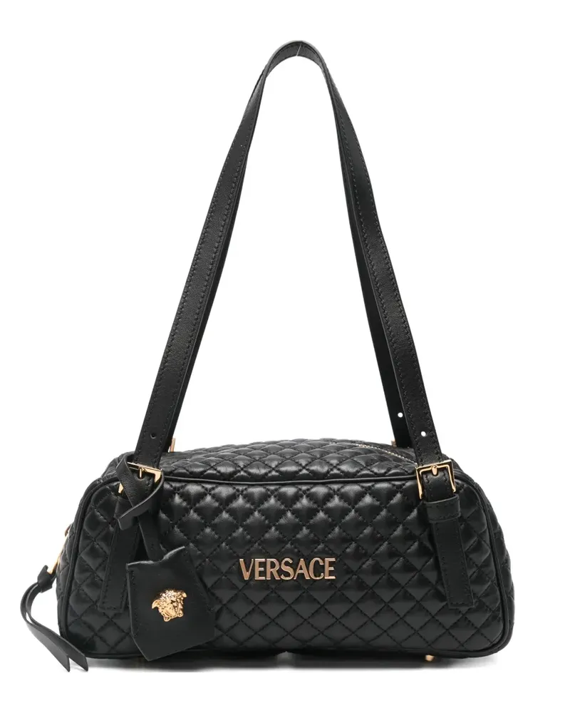Versace Kleine Schultertasche mit Steppmuster - Schwarz Schwarz