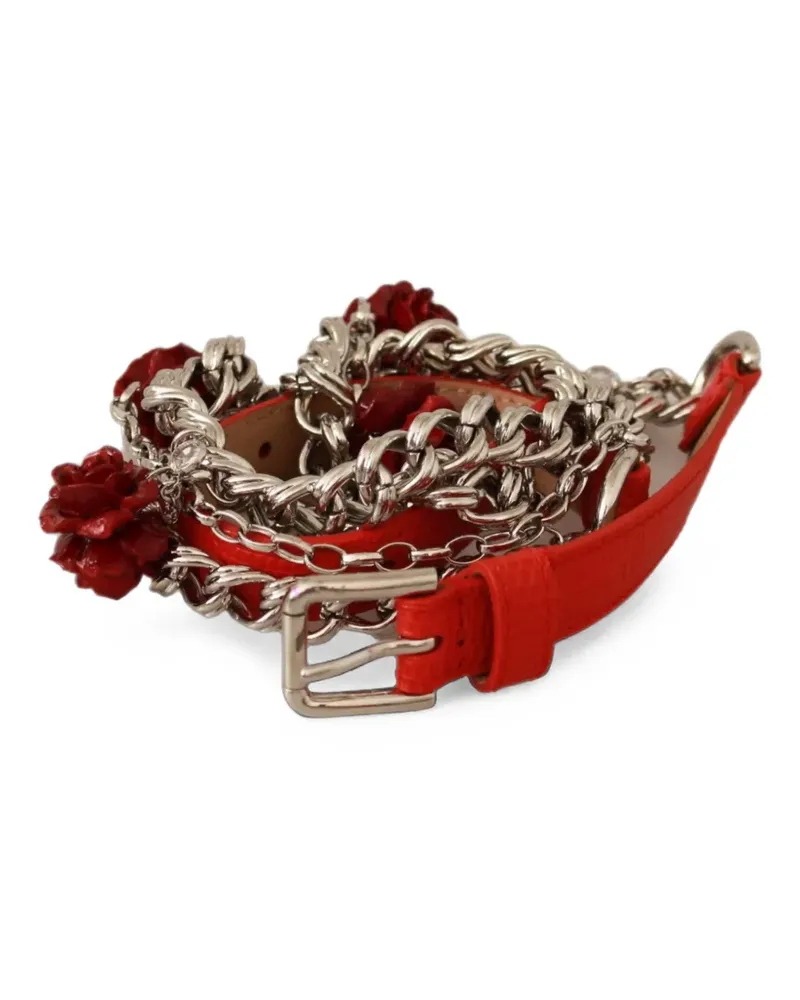 Dolce & Gabbana Kettengürtel mit Blumenverzierung - Silber Silber