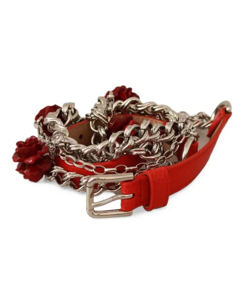 Dolce & Gabbana Kettengürtel mit Blumenverzierung - Rot Rot