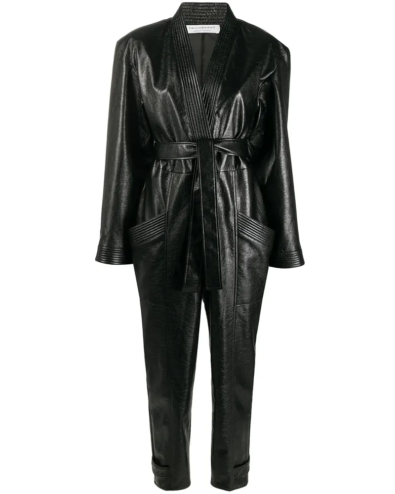 Philosophy Di Lorenzo Serafini Jumpsuit in Lederoptik - Schwarz Schwarz