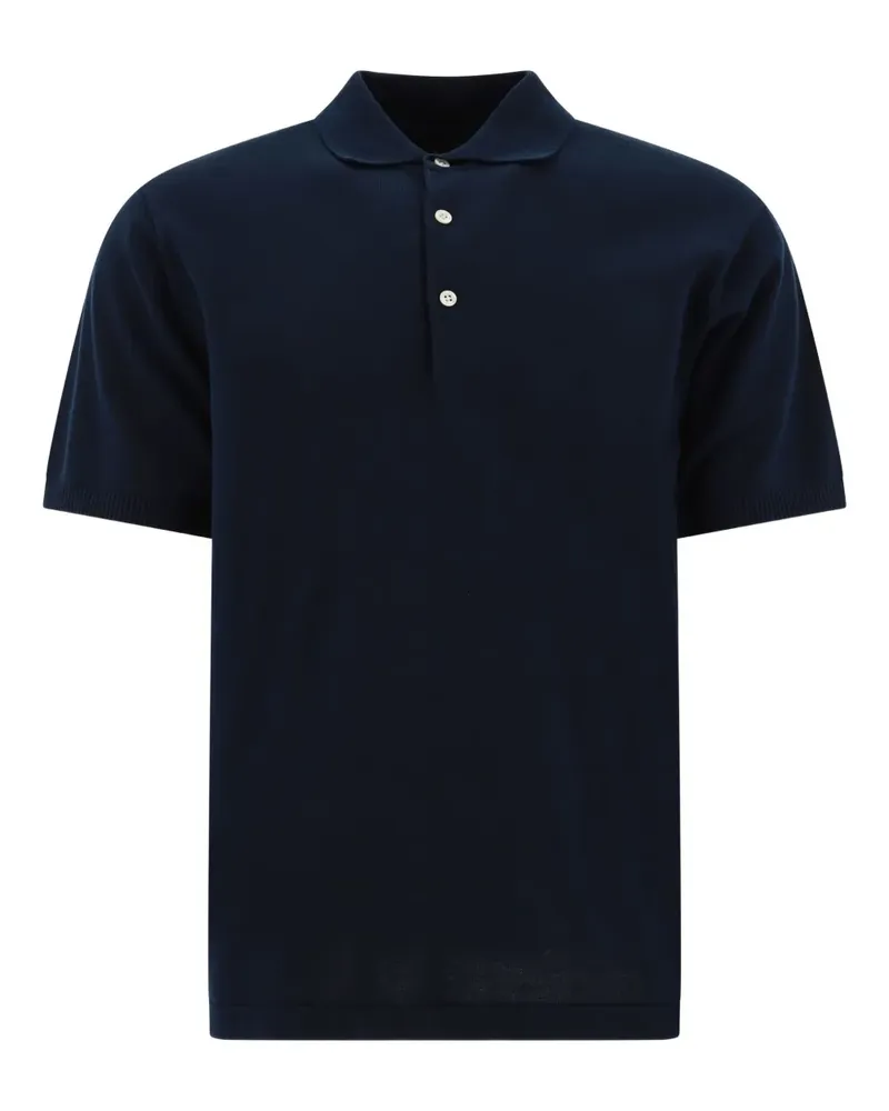 Beams Plus Poloshirt mit Knopfleiste - Blau Blau