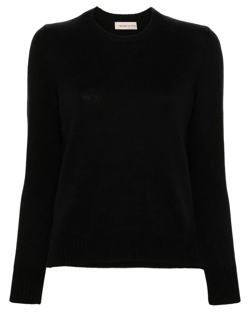 Blanca Gerippter Strickpullover - Schwarz Schwarz