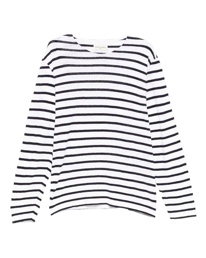 Officine Generale horizontal-stripe long-sleeve T-shirt - Weiß Weiß