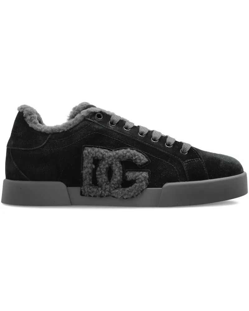 Dolce & Gabbana logo-detail suede trainers - Schwarz Schwarz