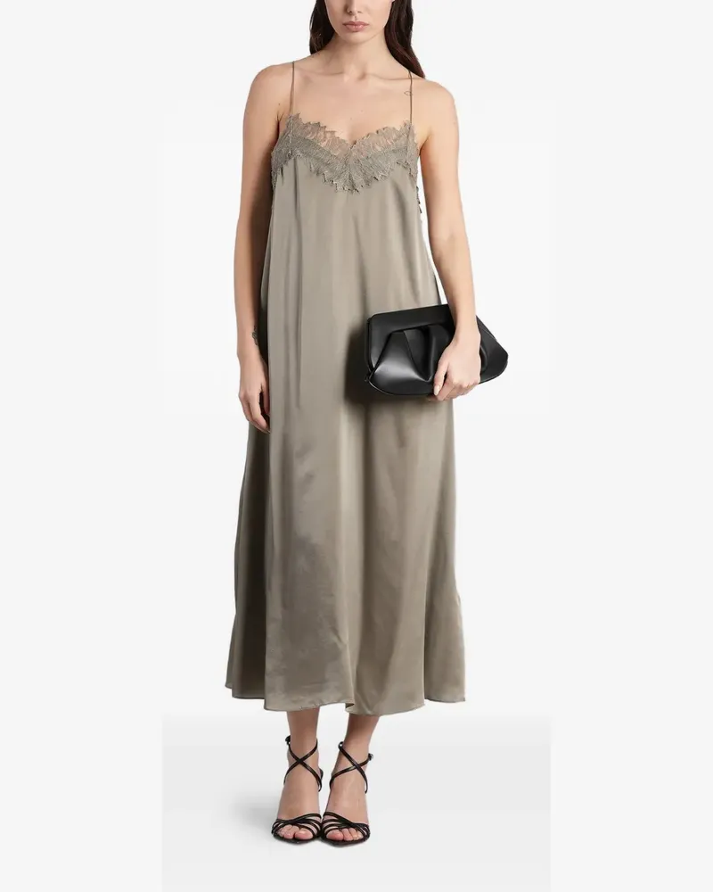 IRO Bailar lace-trimmed silk maxi dress - Grün Grün