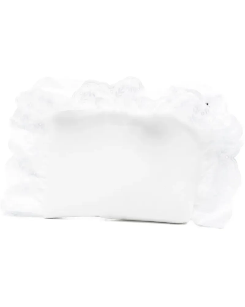 Simone Rocha broderie-anglaise ruffled clutch bag - Weiß Weiß