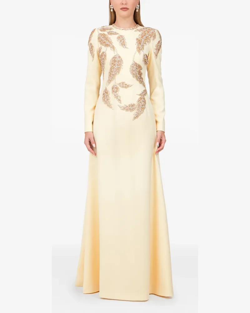 Dina Melwani Verziertes Maxikleid - Gelb Gelb