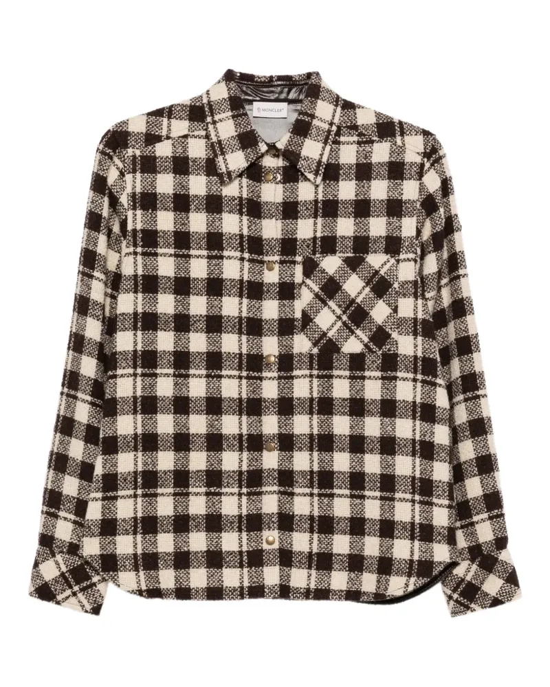 Moncler check-pattern button-down jacket - Braun Braun