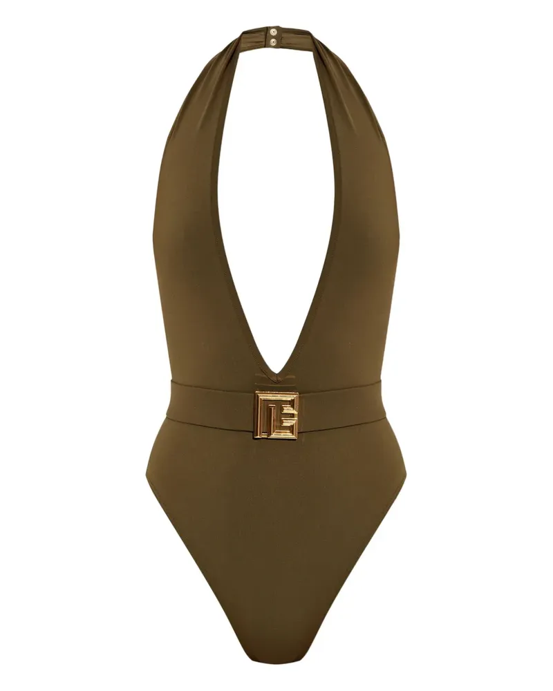 Balmain Badeanzug mit Logo - Grün Grün