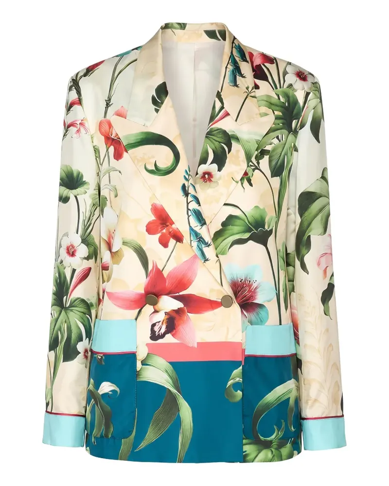 For Restless Sleepers floral-print double-breasted jacket - Nude Nude