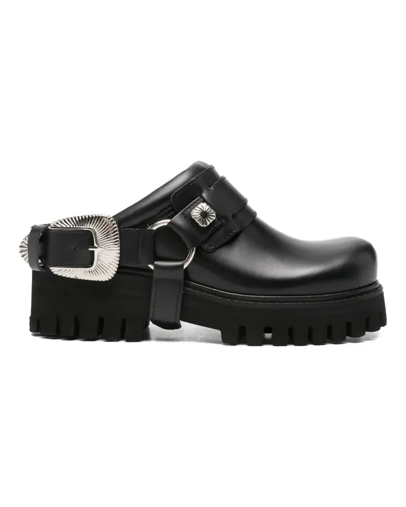 Toga buckle-detail lug-sole mules - Schwarz Schwarz