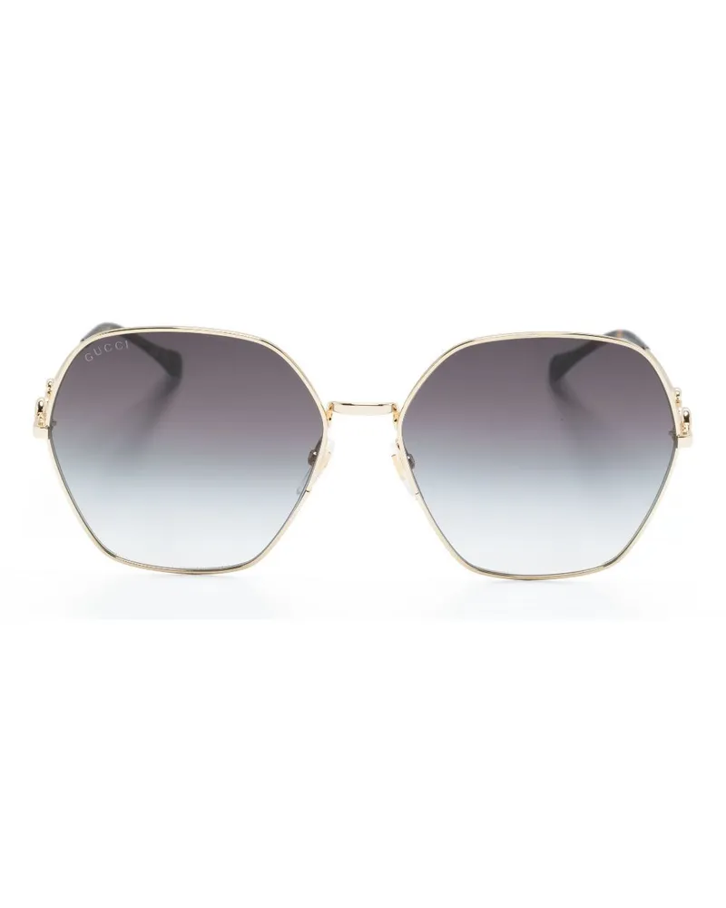 Gucci Sonnenbrille mit eckigem Gestell - Gold Gold
