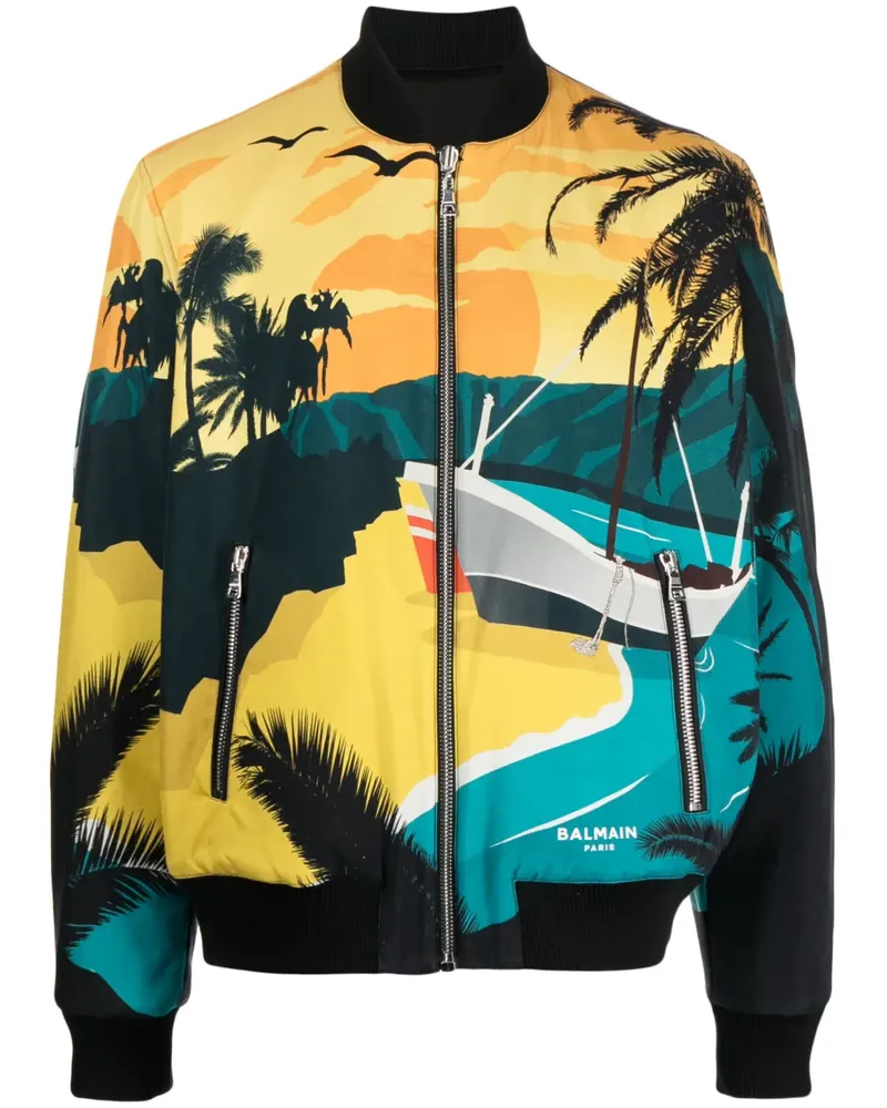 Balmain Wendbare Bomberjacke mit Print - Schwarz Schwarz