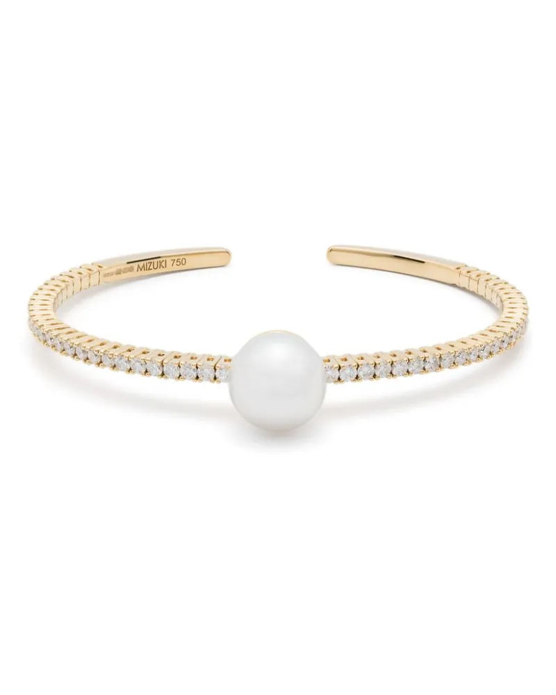 MIZUKI 18kt Gelbgoldarmspange mit Perlen und Diamanten Gold