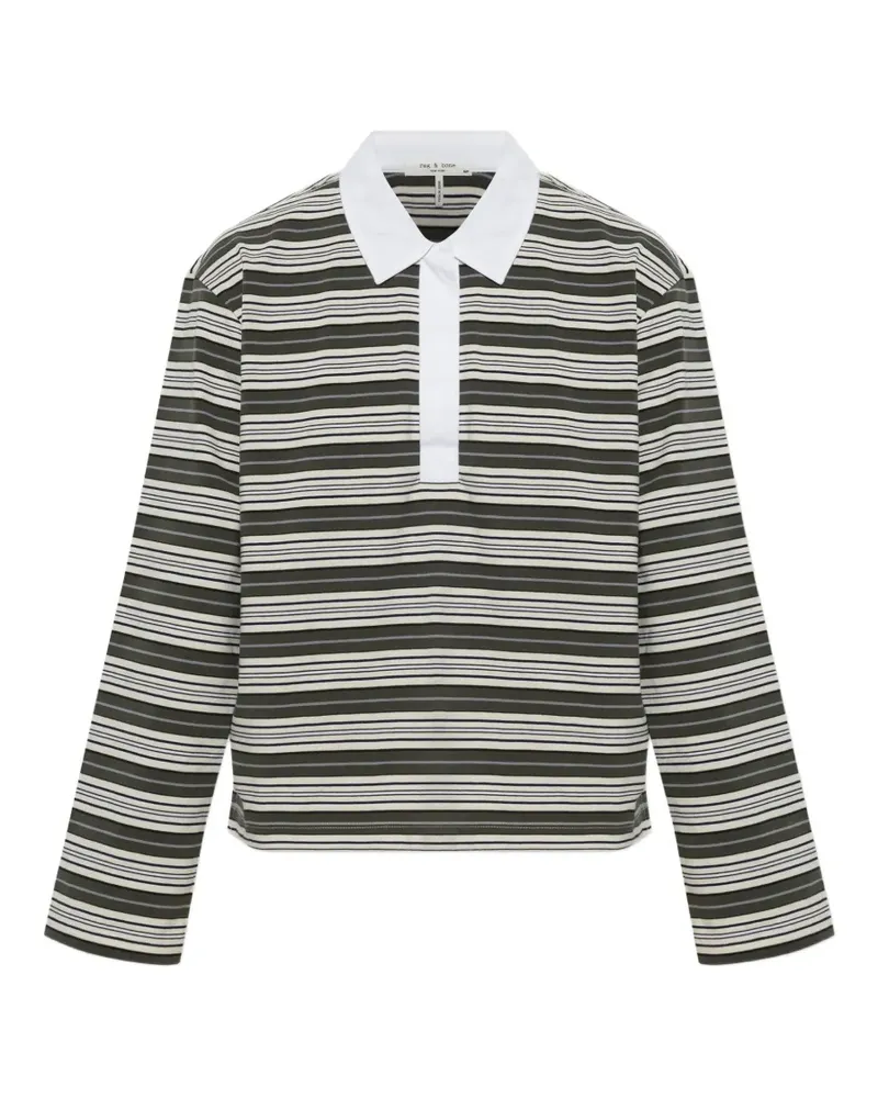 Rag & Bone striped long-sleeve polo shirt - Grün Grün
