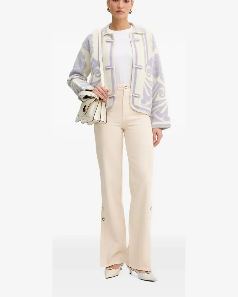 Twin-Set eyelet-embellished slit-hem jeans - Nude Nude