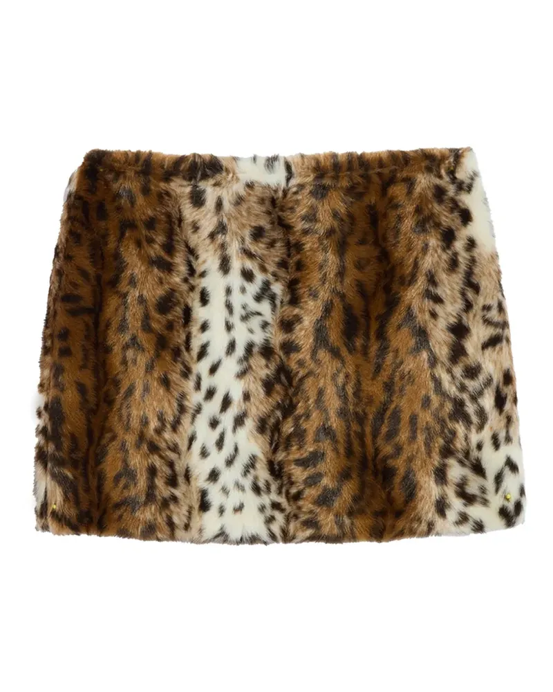 APPARIS Pia shaved leopard mini skirt - Braun Braun