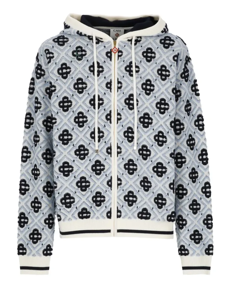 Casablanca Paris Kapuzenjacke mit Monogramm-Strick - Weiß Weiß