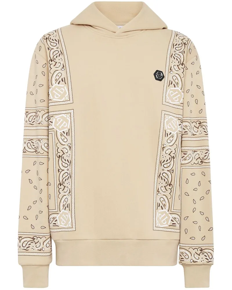 Philipp Plein Hoodie mit Logo-Patch Nude