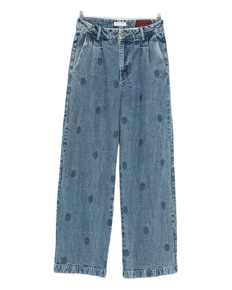 MAISON HOTEL Paco embroidered pleated jeans - Blau Blau