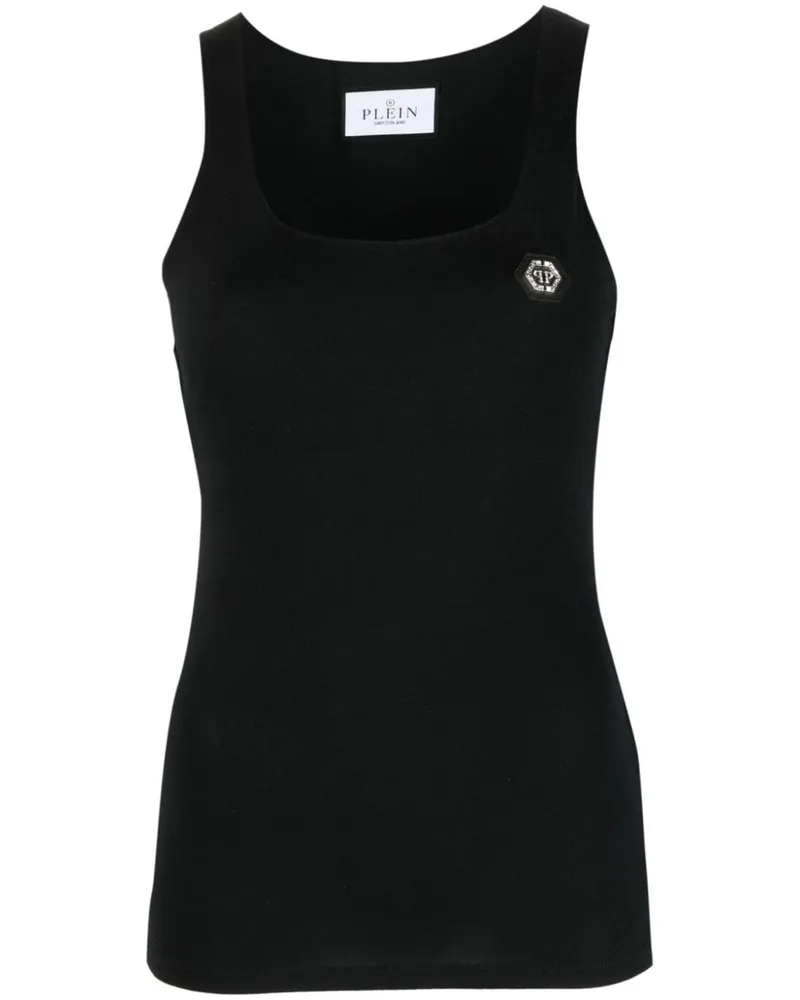 Philipp Plein Tanktop mit Logo-Patch - Schwarz Schwarz