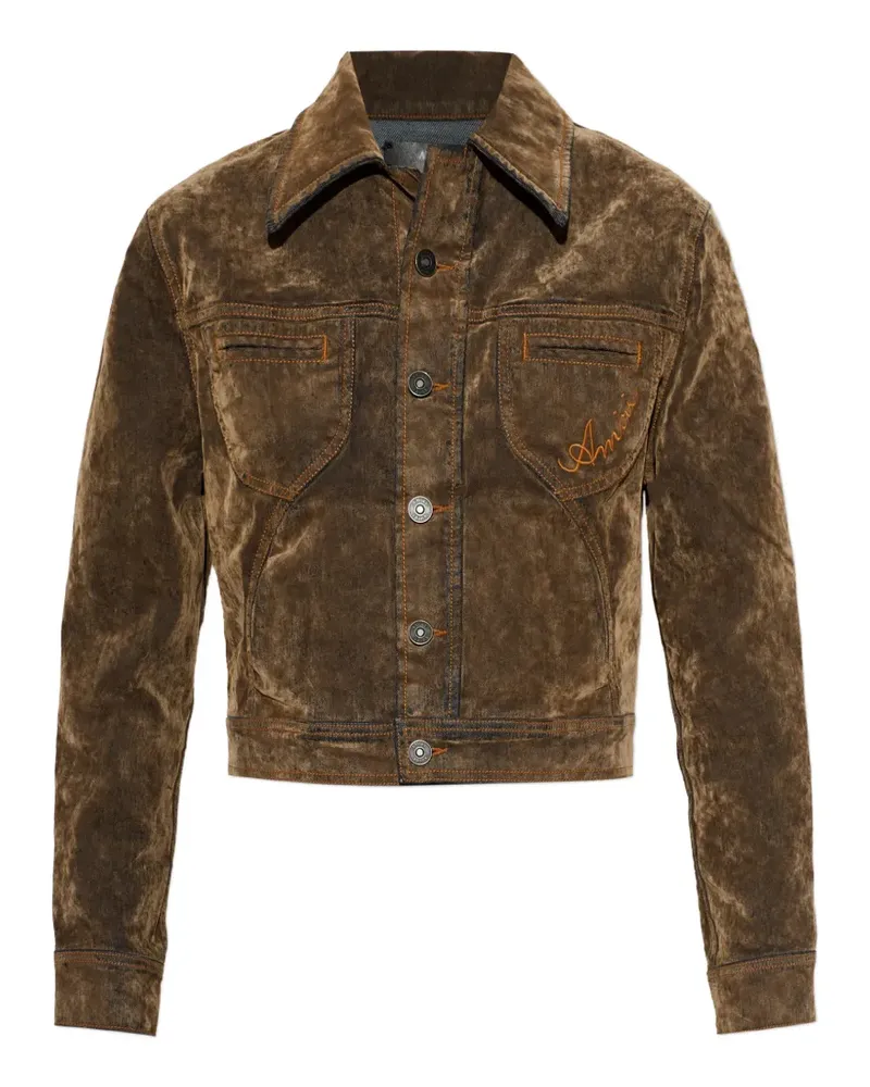 Amiri flock cut denim jacket - Braun Braun
