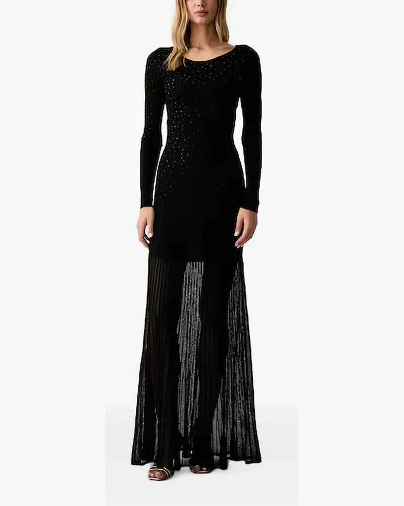 Guess rhinestone-embellished ribbed maxi dress - Schwarz Schwarz