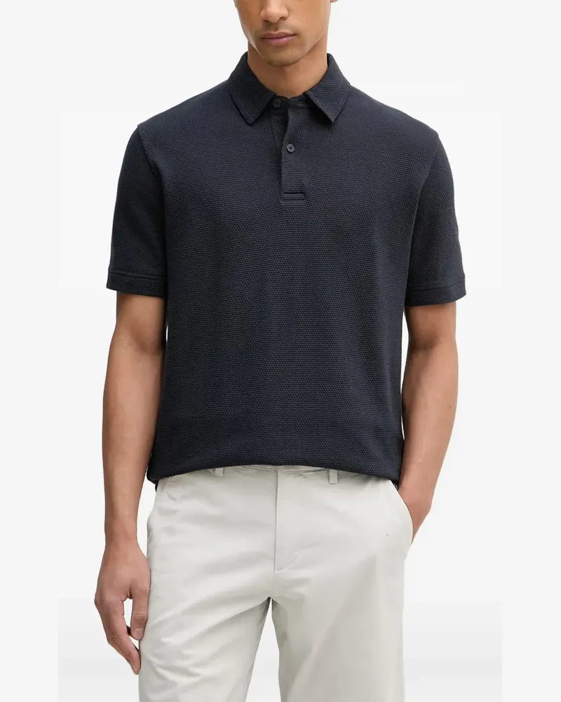 Marc O'Polo textured short-sleeve polo shirt - Blau Blau