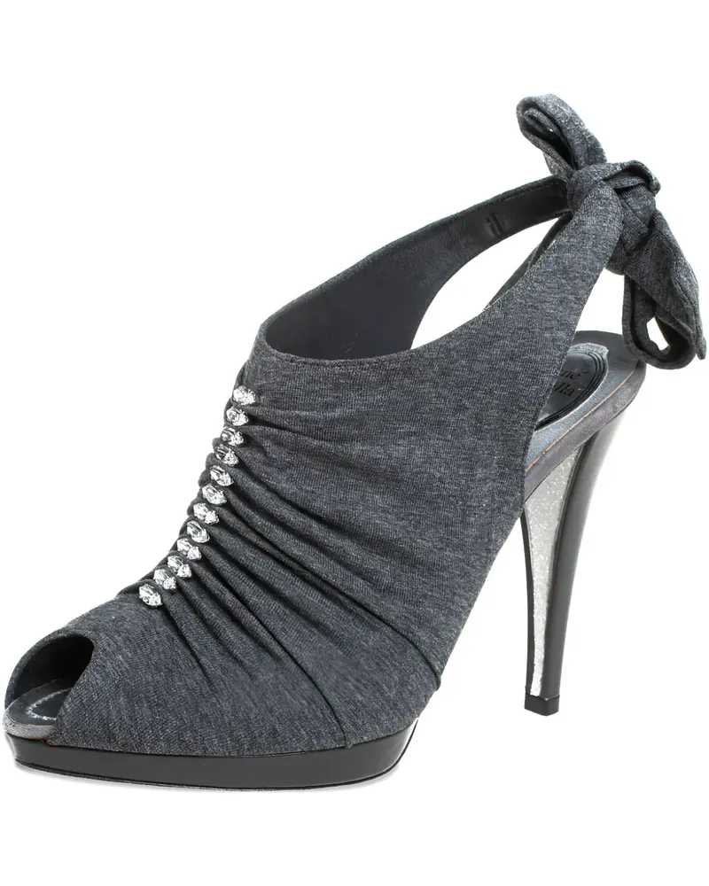 René Caovilla Pre-owned geraffte Sandalen mit Kristallen 115mm - Grau Grau