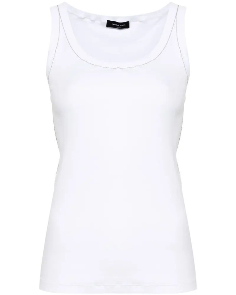 Fabiana Filippi Geripptes Tanktop mit Kettendetail Weiß