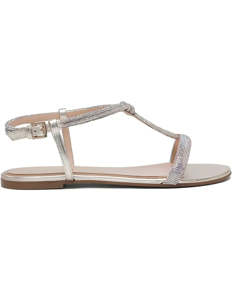 NINALILOU T-Riemen-Sandalen mit Perlenverzierung - Silber Silber