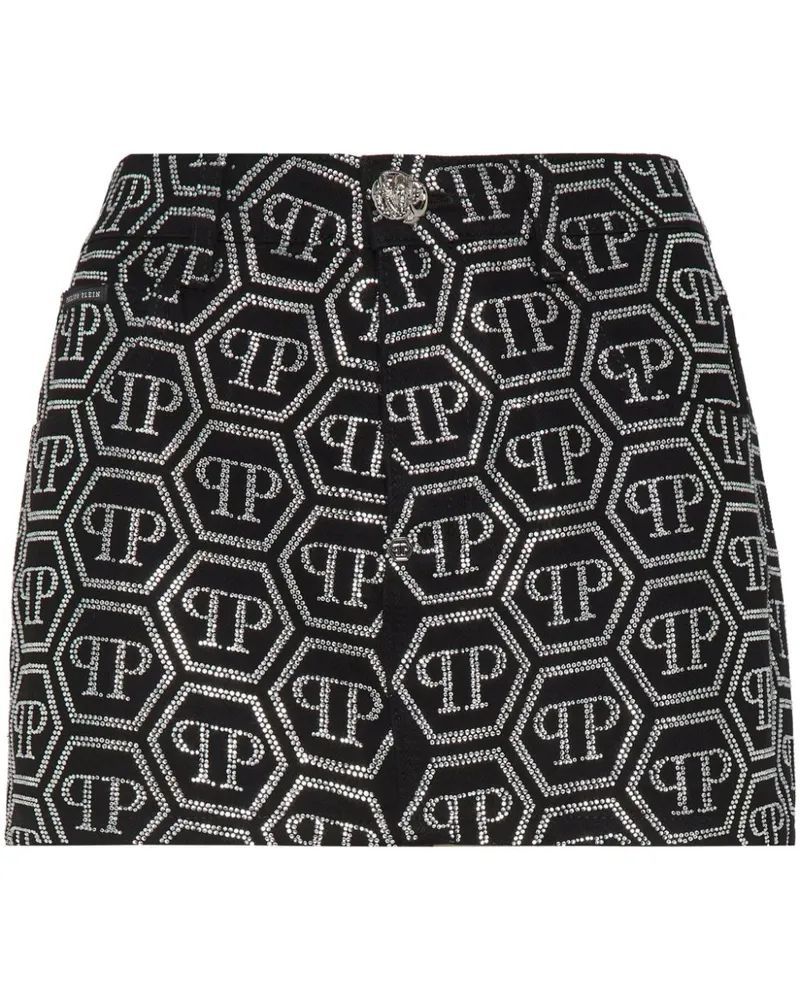 Philipp Plein Jeans-Minirock mit Monogramm - Schwarz Schwarz