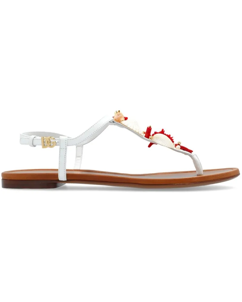Dolce & Gabbana Sandalen mit Korallenstickerei - Weiß Weiß